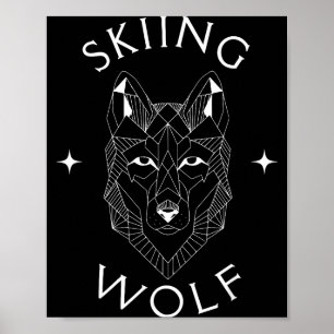 Poster Esqui lobo montanha neve aventura esportes de inve