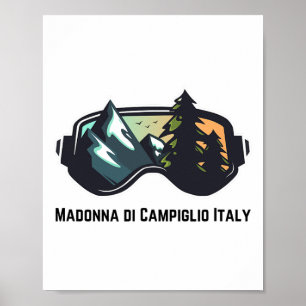 Poster Esqui Madonna Di Campiglio Itália Montanha Esqui T