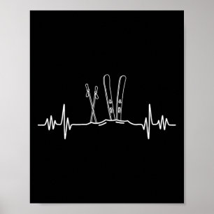 Poster Esqui Montanha Batida Cardíaca Esporte Esqui Vida
