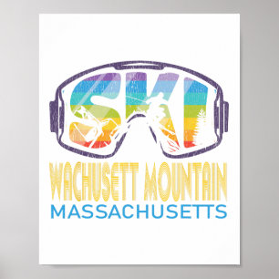 Poster Esqui na Montanha Wachusett Machusetts Férias de E