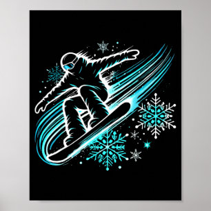Poster Esqui na neve engraçado Esquiador de neve Andar Es