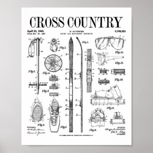 Poster Esqui Nórdico Cruzado Esqui Vintage Patent Ski