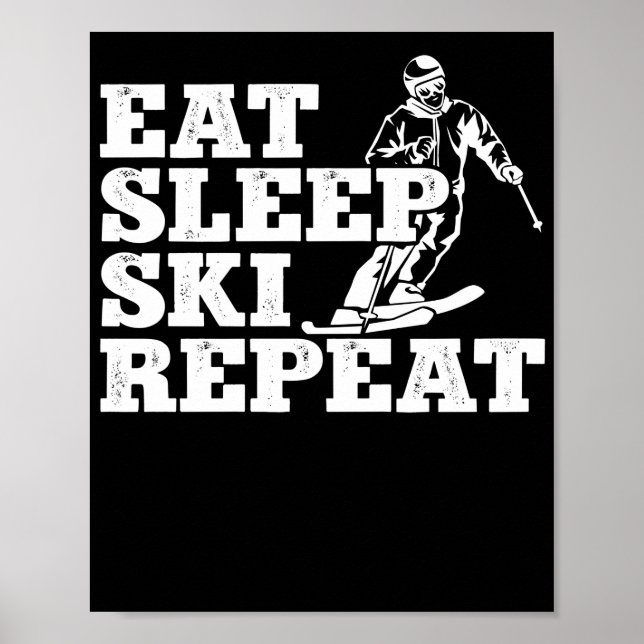 Poster Esqui Retro Comendo Esqui Repetitivo Esquiar Skier (Frente)