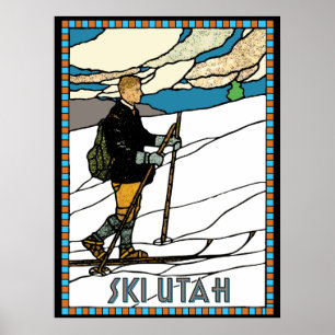 Poster Esqui Utá do esquiador do país transversal do