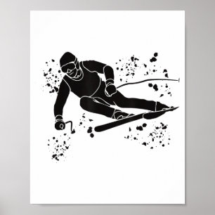 Poster esquiador alpino esportes de inverno esqui nórdico