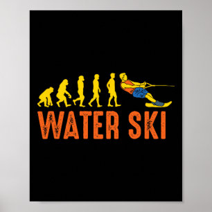 Poster Esquiador Aquático de Praia Evolução Esqui Aquátic