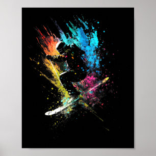 Poster Esquiador Arte Splash Esqui Freestyle Esqui Retro