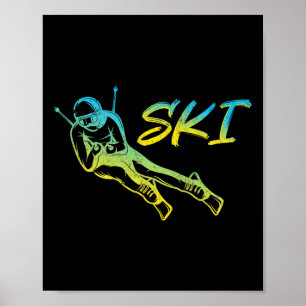 Poster Esquiador Colorido Esportes de Inverno Esqui