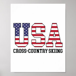 Poster Esquiador da Bandeira dos EUA - Esqui Cross Countr