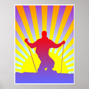 Pôster esquiador de descida