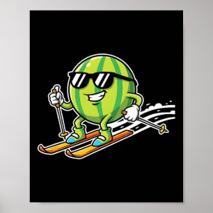 Poster Esquiador de Melancia Com Óculos de Sol Diversão n