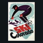 Poster Esquiador de Roupas Preto e Roxo<br><div class="desc">Colorado - Black and Purple Clothed Skiing Colorado Poster - Colorado foi criado em 1950. Esta imagem mostra cenas do Colorado.</div>