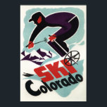 Poster Esquiador de Roupas Preto e Roxo<br><div class="desc">Colorado - Black and Purple Clothed Skiing Colorado Poster - Colorado foi criado em 1950. Esta imagem mostra cenas do Colorado.</div>