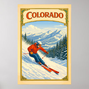 Poster Esquiador do Colorado Vintage