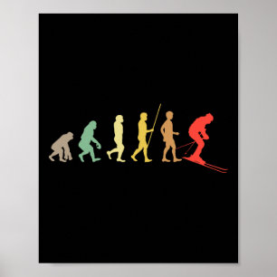Poster Esquiador Retro Esqui Esqui Encosta abaixo Esporte