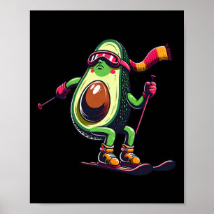 Poster Esquiando Abacate Com Óculos de Esqui Inverno Alpi