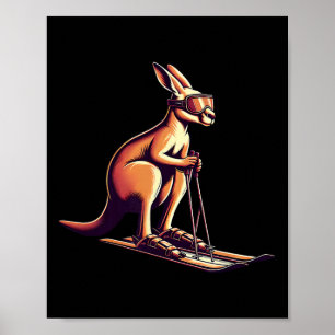 Poster Esquiando Canguru Abaixo Ladeira Inverno Austrália
