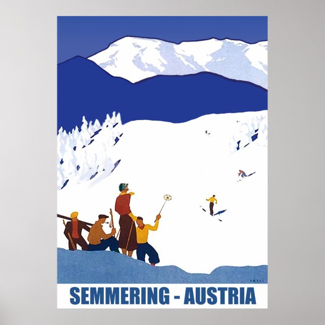 Poster Esquiando em Semmering, Áustria (Frente)