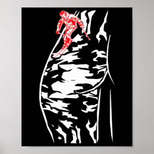 Poster Esquiando Esquiador de Montanha de Trilha Íngreme