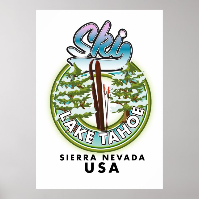 Poster Esquiar Lago Tahoe Sierra Nevada EUA (Frente)