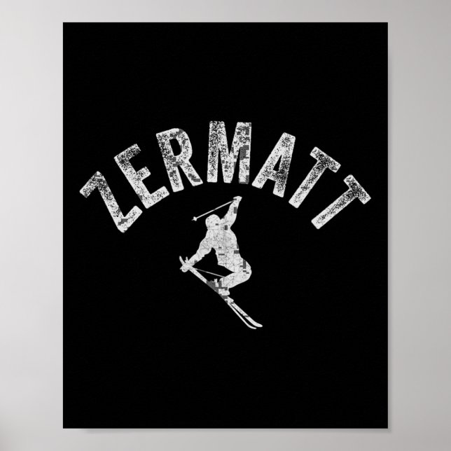 Poster Esquiar Vintage Zermatt Suíça Klein Problemhorn (Frente)