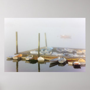 Poster Esquifes e nevoeiro da manhã em Southwest Harbor,