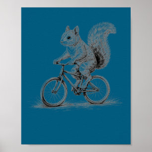 Poster Esquilo andando de bicicleta engraçado ciclismo an