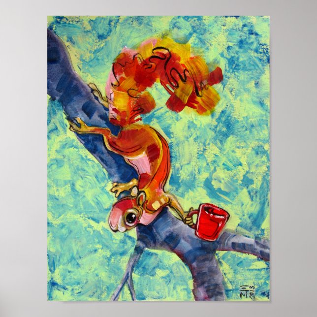 Poster Esquilo com café (Frente)