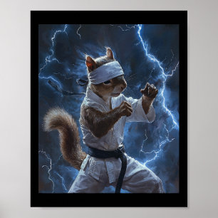 Poster Esquilo de Arte Marcial Vestindo Karate Gi Lightni