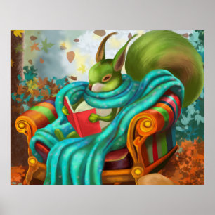 Poster Esquilo de leitura