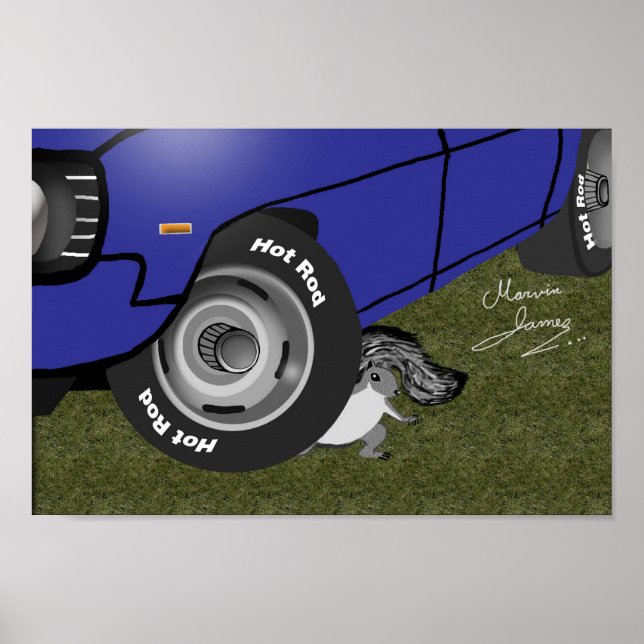 Poster Esquilo de Rod Quente. (Frente)