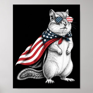 Poster Esquilo-do-Stripado 4 De Julho Bandeira Patriótica