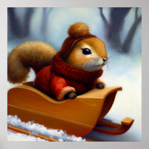 Poster Esquilo Em Um Sleigh