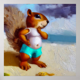 Poster Esquilo Em Uma Praia