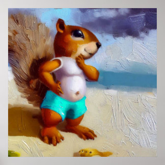 Poster Esquilo Em Uma Praia