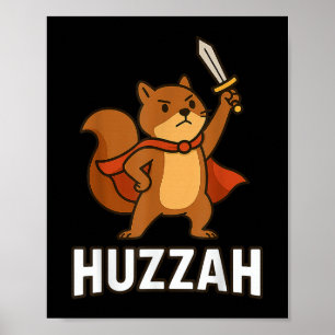 Poster Esquilo Huzzah Cavaleiro Espada Engraçada Para Hom