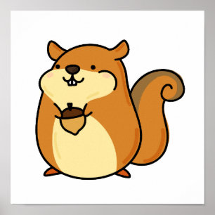 Poster Esquilo Kawaii Cute