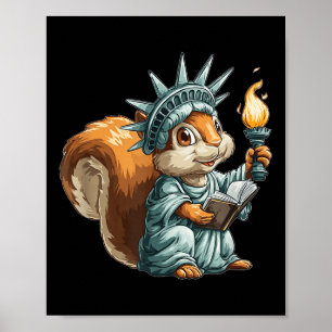 Poster Esquilo Na Estátua Da Liberdade Para Meninos E Gi