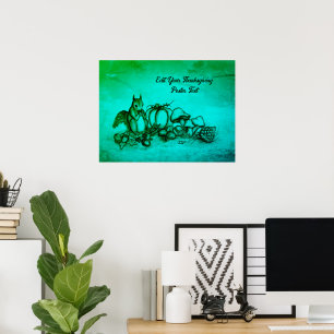 Poster Esquilo no Outono, Feliz Dia de Ação de Graças!