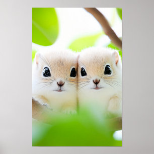 Poster Esquilo Retrato Amoroso de Animal Selvagem
