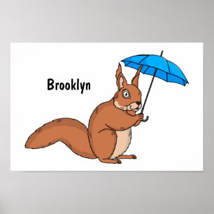 Poster Esquilo vermelho bonito com desenho animado