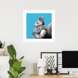 Poster Esquilo Vermelho com Cinza de Pele de Esquilo (Azu