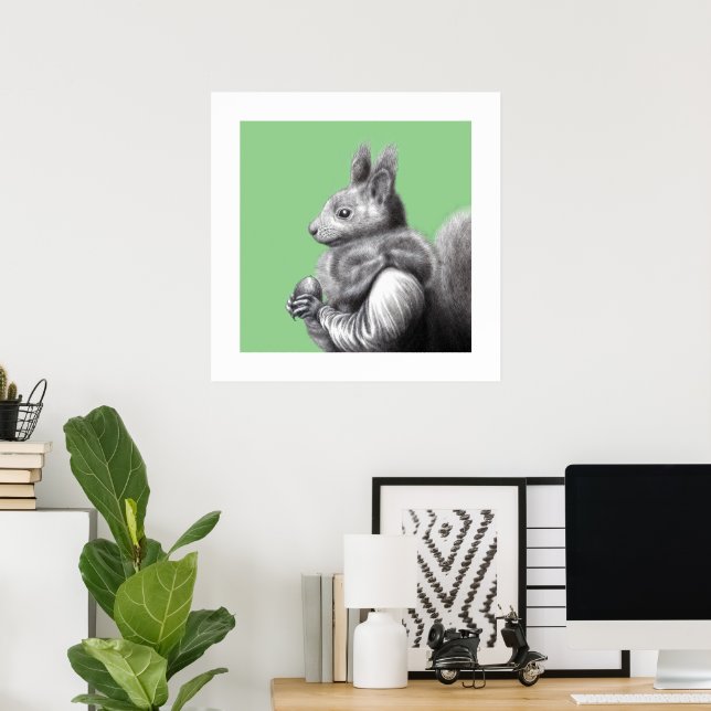 Poster Esquilo Vermelho com Cinza de Pele de Esquilo (Moe (Escritório em casa)