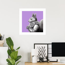 Poster Esquilo Vermelho com Cinza de Pele de Esquilo (Sum