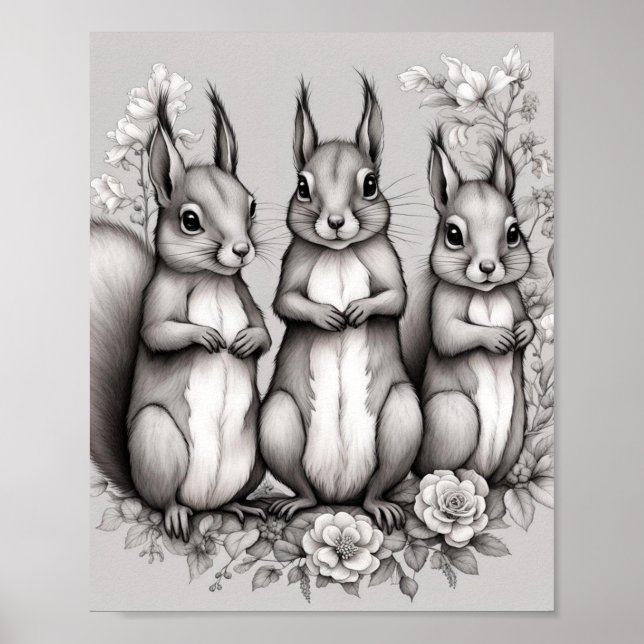 Poster Esquilos Adoráveis (Frente)