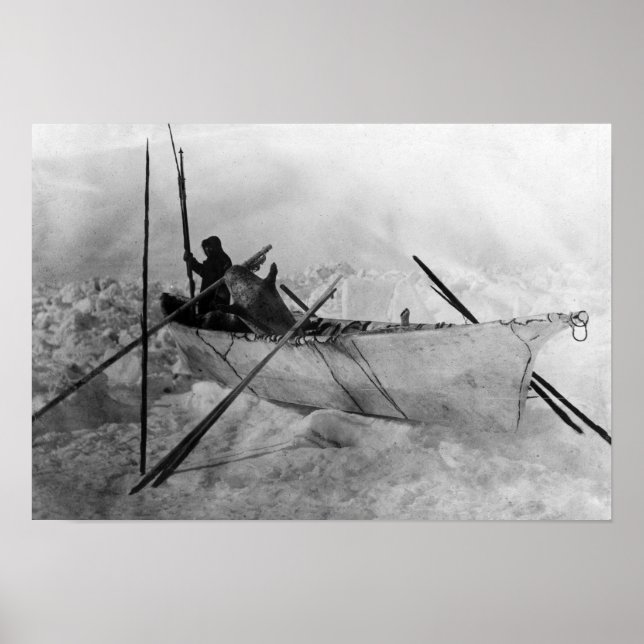 Pôster Esquimó em Barco feito com Pele chamado Omiak (Frente)