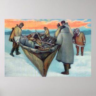 Poster Esquimós que lançam o barco da baleação