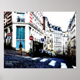 Pôster Esquina da rua em Montmartre, Paris, France