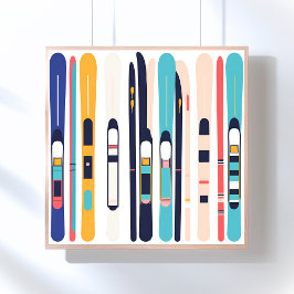 Poster Esquis Arte Colorida Moderna