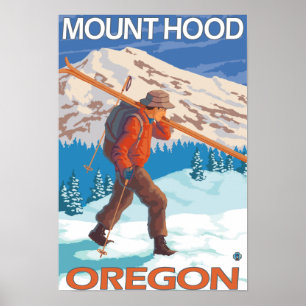 Poster Esquis da neve do carregando do esquiador - capa